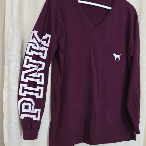 PINK Victoria's Secret Maroon V-Neck Sweater - Picture 3 of 7